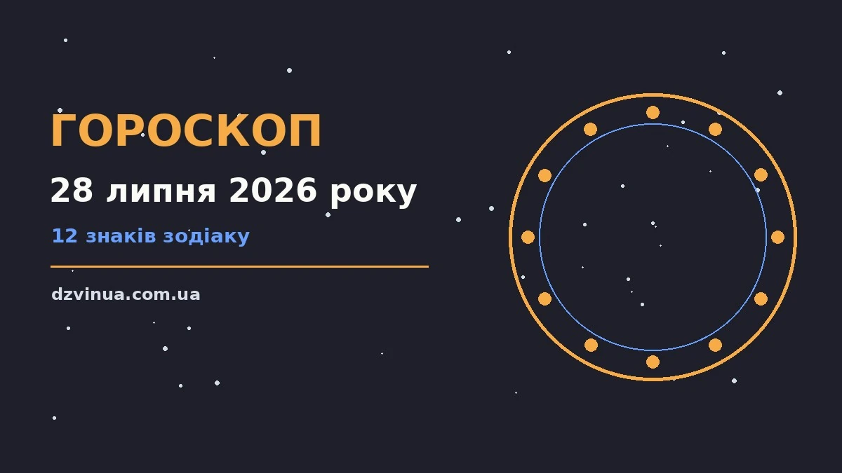 Зоряний гороскоп на 28 липня 2026 року з нічним небом і знаками Зодіаку