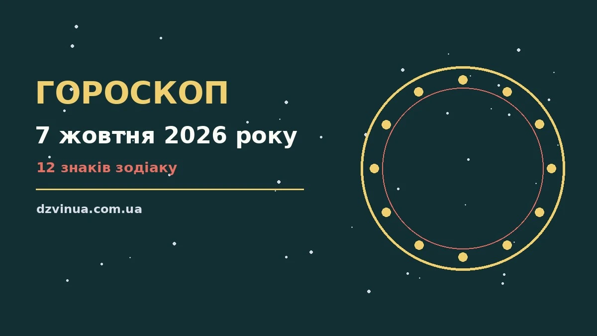 Астрологічний гороскоп на 7 жовтня 2026 року: символи знаків Зодіаку на тлі ранкового неба
